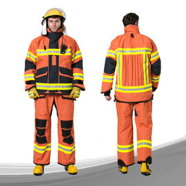 Orange Color Firefighter Uniform , High Durability Fire Resistant Suit