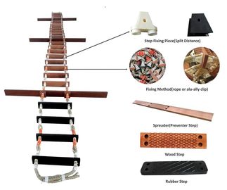 Wood Manila Boat Rope Ladder , Customized Width Emergency Rope Ladder
